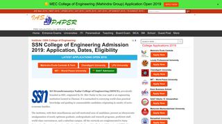 
                            11. SSN College of Engineering Admission 2019: Application, Dates ...