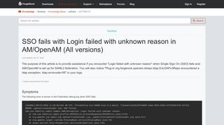 
                            12. SSO fails with Login failed with unknown reason in AM/OpenAM (All ...