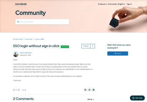 
                            2. SSO login without sign in click – Zendesk Support