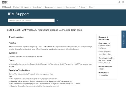 
                            11. SSO through TAM WebSEAL redirects to Cognos Connection login ...