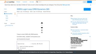 
                            7. SSRS Login Loop CRM Dynamics 365 - Stack Overflow