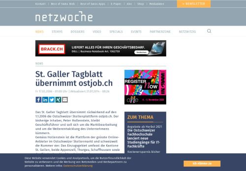 
                            11. St. Galler Tagblatt übernimmt ostjob.ch | Netzwoche