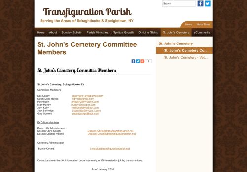 
                            8. St. John's Cemetery Committee Members | Transfiguration Parish ...