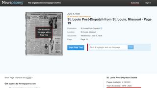 
                            7. St. Louis Post-Dispatch from St. Louis, Missouri on June 1, 1938 ...