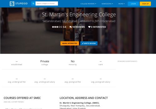 
                            8. St. Martin's Engineering College (SMEC), Secunderabad ... - Stupidsid