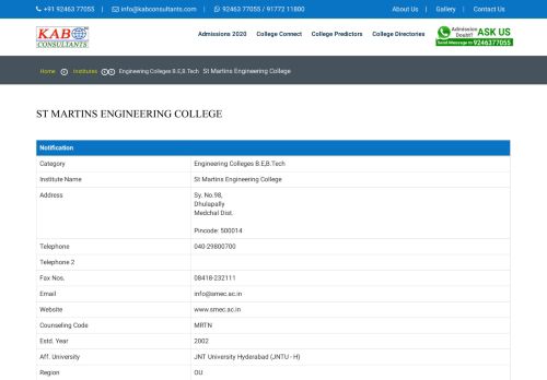 
                            7. St Martins Engineering CollegeSy. No.98,DhulapallyMedchal