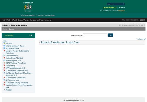 
                            6. St. Patricks' College Virtual Learning Environment: Course categories