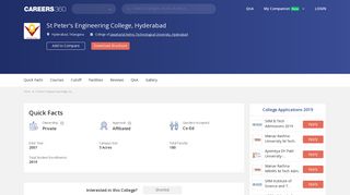 
                            6. St Peter's Engineering College, Hyderabad - courses, fee, cut off ...