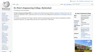 
                            11. St. Peter's Engineering College, Hyderabad - Wikipedia