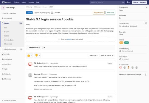 
                            4. Stable 3.1 login session / cookie (#3827) · Issues · ISPConfig ...