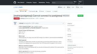 
                            12. [stable/postgresql] Cannot connect to postgresql · Issue #8950 · helm ...