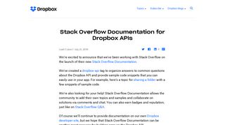 
                            5. Stack Overflow Documentation for Dropbox APIs | Dropbox Developer ...