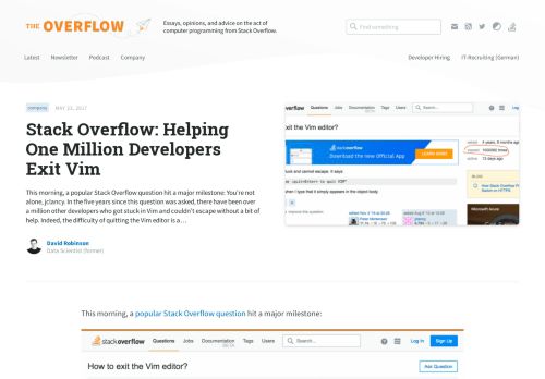 
                            9. Stack Overflow: Helping One Million Developers Exit Vim - Stack ...