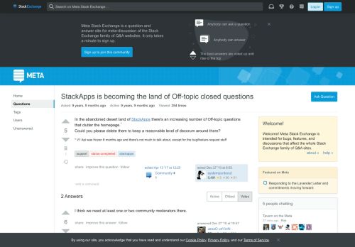 
                            5. StackApps is becoming the land of Off-topic closed questions ...