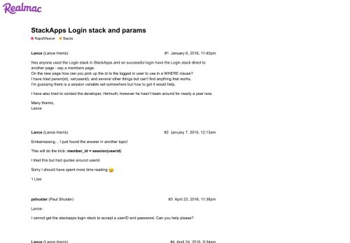 
                            4. StackApps Login stack and params - Stacks - RapidWeaver Forums