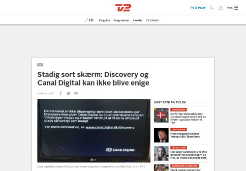 
                            11. Stadig sort skærm: Discovery og Canal Digital kan ikke blive enige - Tv2