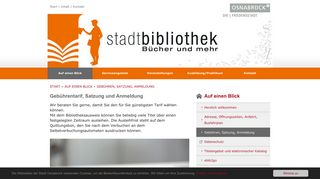 
                            3. Stadtbibliothek Osnabrück: Gebühren, Satzung, Anmeldung