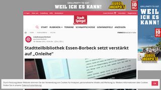 
                            13. Stadtteilbibliothek Essen-Borbeck setzt verstärkt auf „Onleihe“ - Essen ...