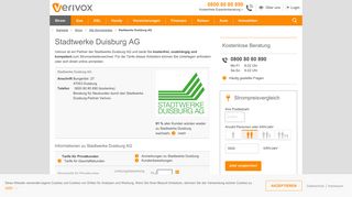 
                            10. Stadtwerke Duisburg: Strompreise im Überblick - Verivox