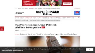 
                            9. Stadtwerke Energie Jena-Pößneck erhöhen Strompreise – Bad ...