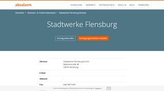 
                            12. Stadtwerke Flensburg Adresse, Telefonnumer und Fax - Aboalarm