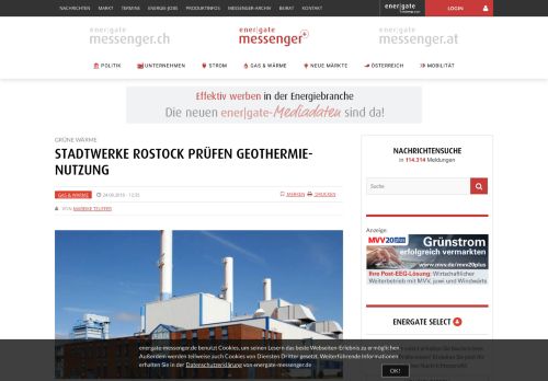 
                            11. Stadtwerke Rostock prüfen Geothermie-Nutzung - energate messenger+