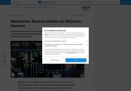 
                            6. Stadtwerke: Rostock streitet um Millionen-Gewinne - Ostsee-Zeitung