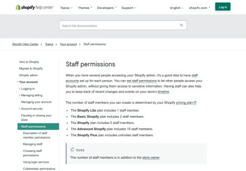 
                            2. Staff admin accounts · Shopify Help Center