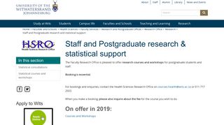 
                            8. Staff and Postgraduate research and statistical support - Wits University