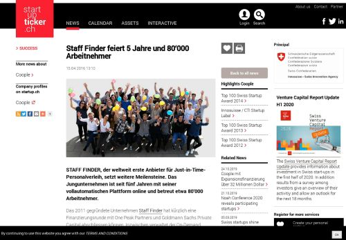 
                            12. Staff Finder feiert 5 Jahre und 80'000 Arbeitnehmer Startupticker.ch ...