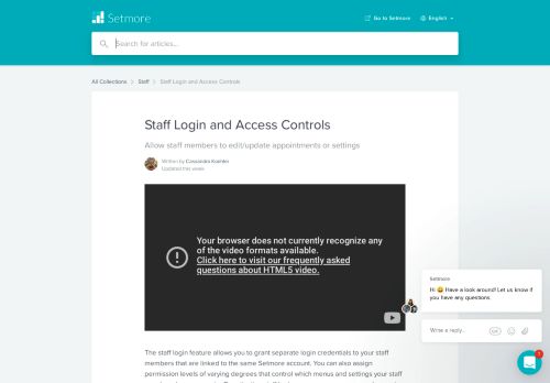 
                            9. Staff Login and Access Controls | Support - Setmore: Free Online ...