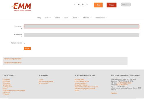 
                            7. Staff login - Eastern Mennonite Missions