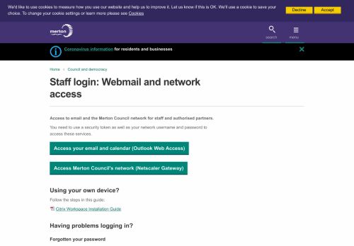 
                            8. Staff login: Webmail and network access - Merton Council