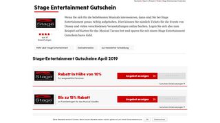 
                            9. Stage-Entertainment Gutschein Februar 2019 | 20% + 15% Rabatt