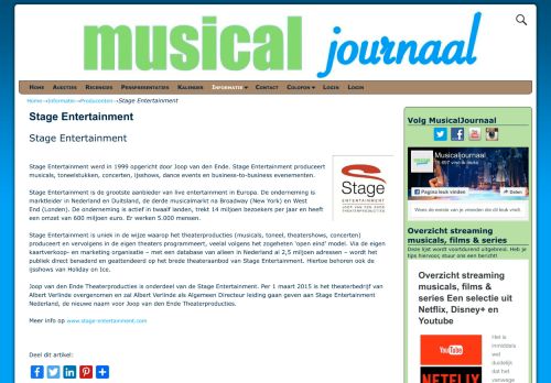 
                            12. Stage Entertainment • musicaljournaal