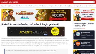 
                            7. Stake7 Adventskalender und jeder 7. Login gewinnt! -