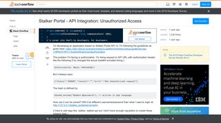 
                            10. Stalker Portal - API Integration: Unauthorized Access - Stack Overflow