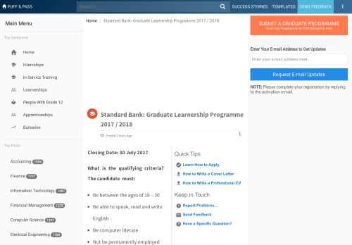 
                            9. Standard Bank: Graduate Learnership Programme 2017 / 2018