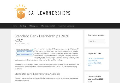 
                            7. Standard Bank Learnerships 2018-2019 Banking Learnerships