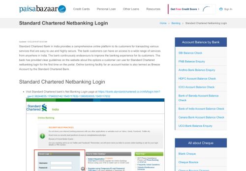 
                            11. Standard Chartered Netbanking Login India - Paisabazaar.com