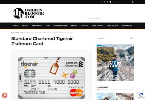 
                            13. Standard Chartered Tigerair Platinum Card | Darren Bloggie 達人的 ...