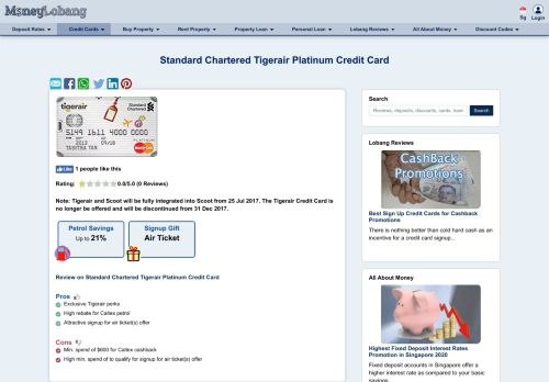 
                            12. Standard Chartered Tigerair Platinum Credit Card Review Benefits ...
