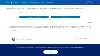 
                            5. Standard-Zwei-Faktor-Autorisierung - PayPal Community