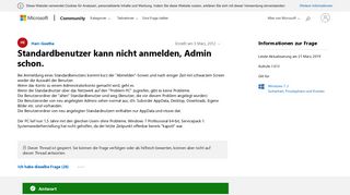 
                            4. Standardbenutzer kann nicht anmelden, Admin schon. - Microsoft ...