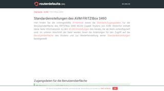 
                            10. Standardeinstellungen des AVM FRITZ!Box 3490 - routerdefaults.org