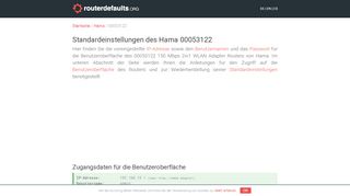
                            8. Standardeinstellungen des Hama 00053122 - routerdefaults.org