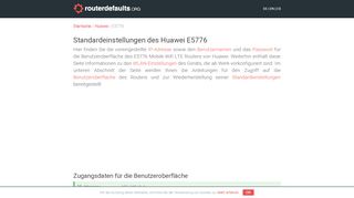 
                            1. Standardeinstellungen des Huawei E5776 - routerdefaults.org