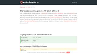 
                            4. Standardeinstellungen des TP-LINK CPE510 - routerdefaults.org