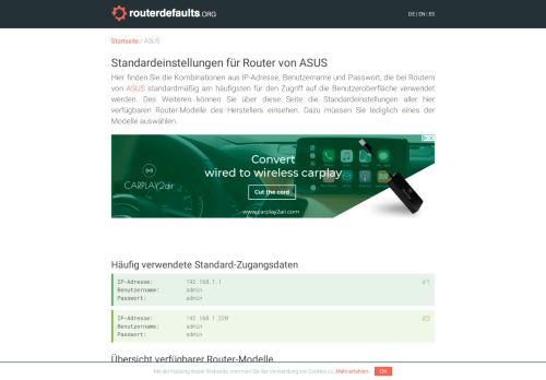 
                            3. Standardeinstellungen für Router von ASUS - routerdefaults.org