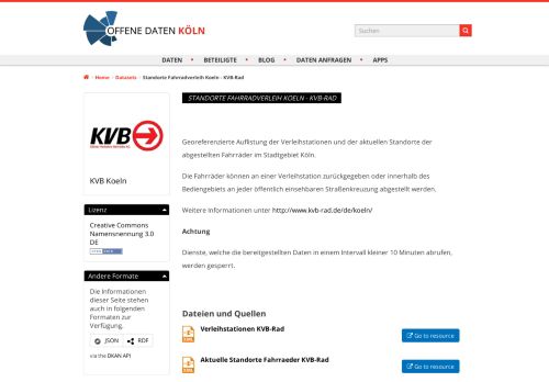 
                            8. Standorte Fahrradverleih Koeln - KVB-Rad | Offene Daten Köln